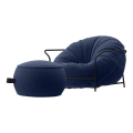 Дизайнерское Кресло Uni Темно-синий с каркасом и пуфом