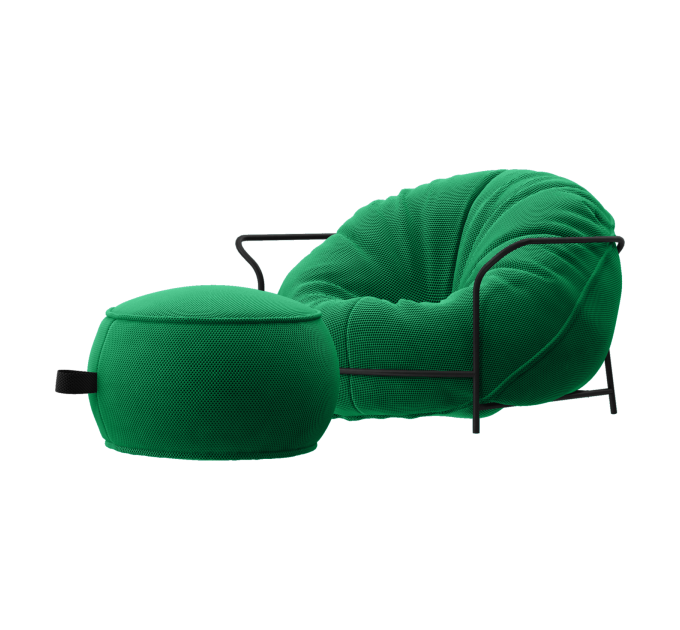 Дизайнерское Кресло Uni Трава с каркасом и пуфом