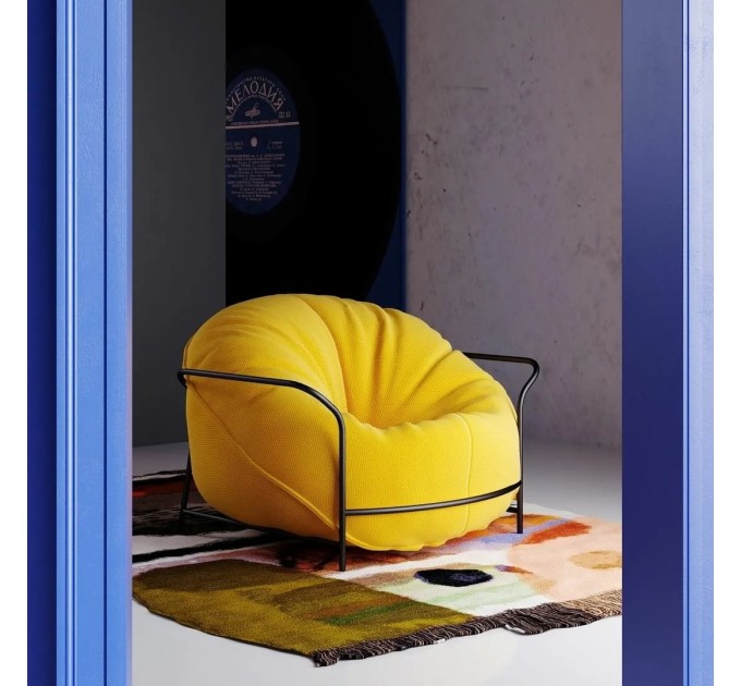 Дизайнерское кресло Uni Жёлтый с каркасом