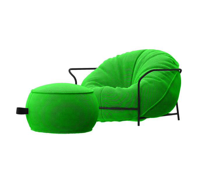 Дизайнерское Кресло Uni Салатовый с каркасом и пуфом