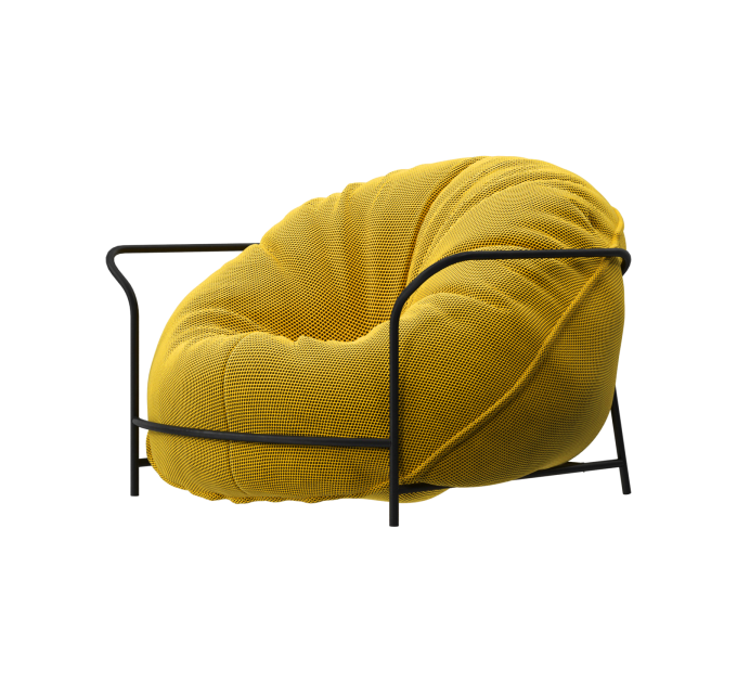 Дизайнерское кресло Uni Жёлтый с каркасом