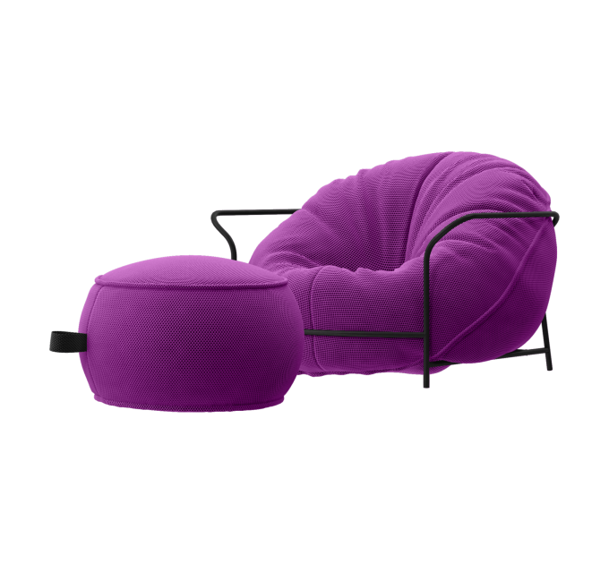 Дизайнерское Кресло Uni Фиолетовый с каркасом и пуфом