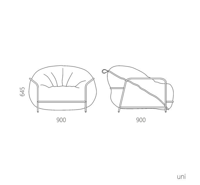 Дизайнерское Кресло Uni Хаки с каркасом и пуфом