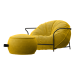 Дизайнерское Кресло Uni Жёлтый с каркасом и пуфом