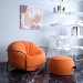 Дизайнерское Кресло Uni Оранжевый с каркасом и пуфом